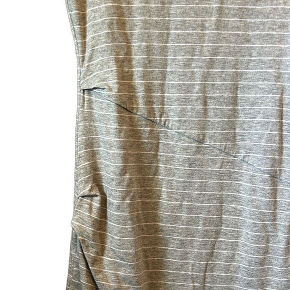 Gray Striped T-Shirt Dress Short Sleeve Casual Everyday Comfortable - Picture 5 of 6